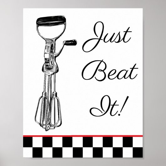 白・黒・赤のビートItサイン ポスター (正面)