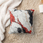 白、黒、赤大理石の化粧枕 クッション (ブランケット)