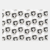 白、黒、金ゴールドの花 ラッピングペーパーシート (正面2)