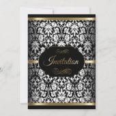 白、黒、金ゴールドパーティーテンプレート|招待状 招待状 (正面)