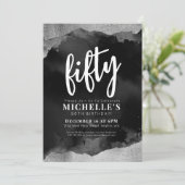 白 黒 50歳の誕生日 招待状 (スタンド正面)