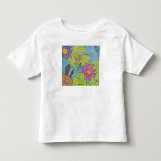 白 Pond Scene (白) - トドラーTシャツ (正面)