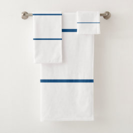 白Azure Blueジオメトリックストライプス バスタオルセット