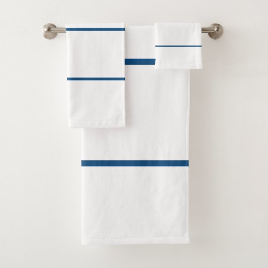 白Azure Blueジオメトリックストライプス バスタオルセット (インサイチュ)