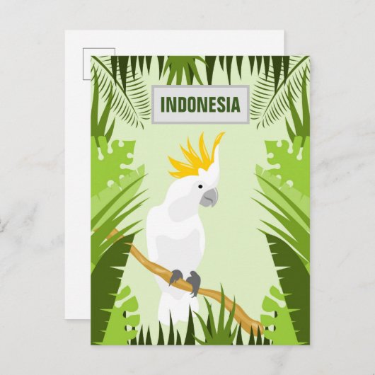 白Cocatooインドネシアヴィンテージ旅行ポスター ポストカード (正面/裏面)
