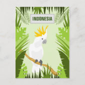 白Cocatooインドネシアヴィンテージ旅行ポスター ポストカード (正面)