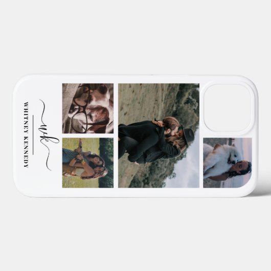 白Create Your Own 4 Photo Collage Monogram Case-Mate iPhoneケース (裏面 (横))