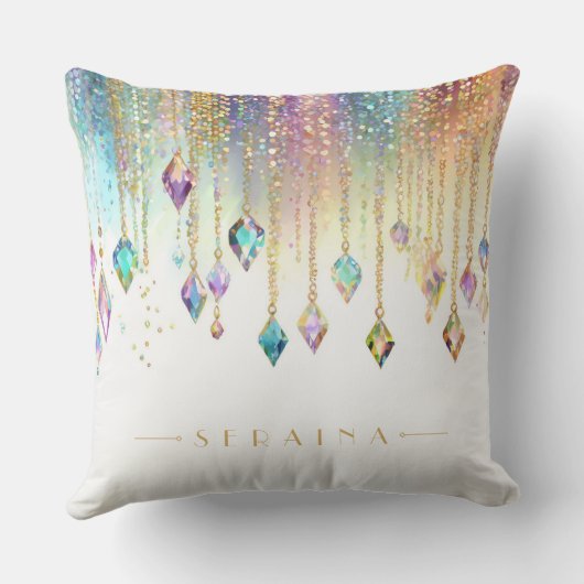 白ID1035の虹色ボホの宝石 クッション (裏面)