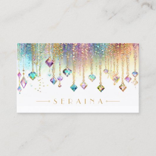 白ID1035の虹色ボホの宝石 名刺 (正面)