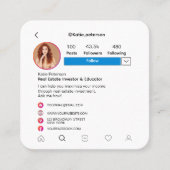 白Instagramモダンソーシャルメディアのプロフィール写真 スクエア名刺 (正面)