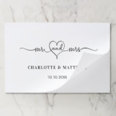 白mr結婚ハートスクリプト紙プレイスマット ペーパーパッド (折り畳み)