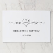 白mr結婚ハートスクリプト紙プレイスマット ペーパーパッド (正面)