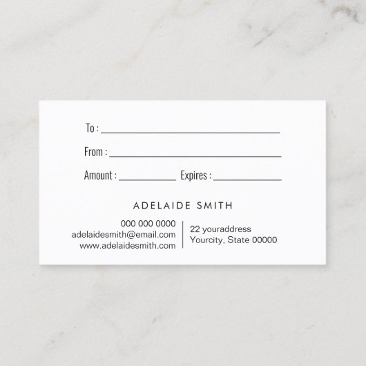 白opalギフト券カード 名刺 (裏面)