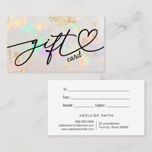 白opalテクスチャギフト証明書カード 名刺 (正面/裏面)