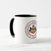 +白PMCシールマグ(黒トリム付き) -11または15オンス マグカップ (正面左)