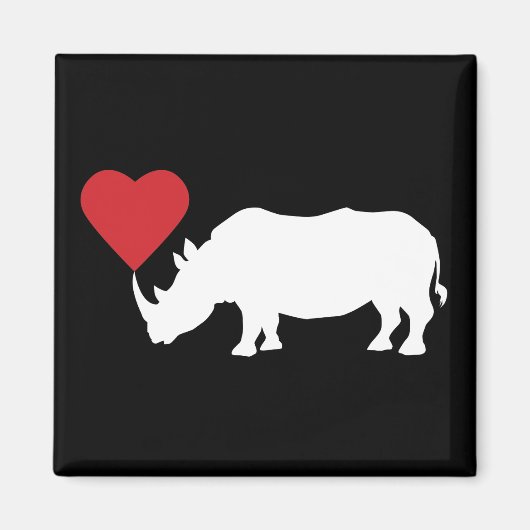 白Rhinoとハート マグネット (正面)