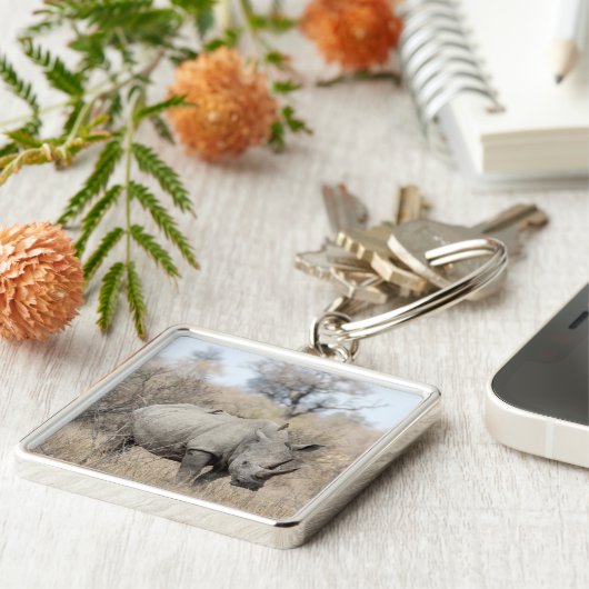 白Rhino キーホルダー (側面)