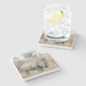 白Rhino ストーンコースター (横)