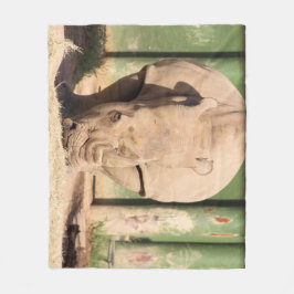 白Rhino フリースブランケット