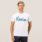 白Tシャツの青いKevinロゴ Tシャツ (正面フル)