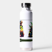 白Tレックス乗馬モンスタートラック恐竜の名前 ウォーターボトル (左面)