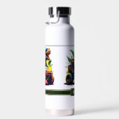 白Tレックス乗馬モンスタートラック恐竜の名前 ウォーターボトル (右面)