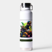 白Tレックス乗馬モンスタートラック恐竜の名前 ウォーターボトル (背面)