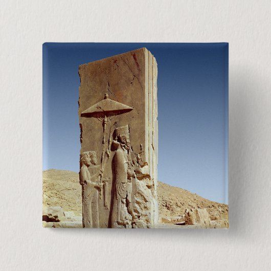 百のコラムのホールのレリーフ、浮き彫り 缶バッジ (正面)