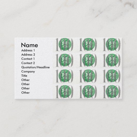 百のドル札 名刺 (正面)