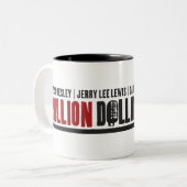 百万のドルの四つ組のロゴ ツートーンマグカップ (正面左)