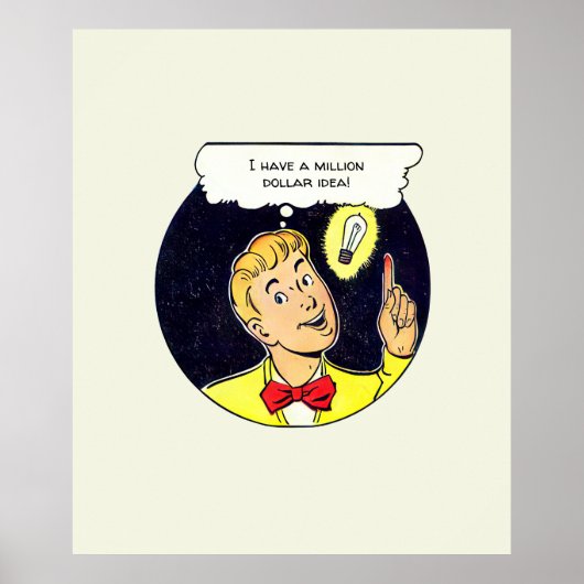 百万ドルアイディアあなたのテキストレトロ漫画パネル ポスター (正面)