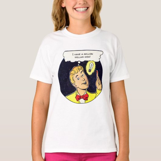 百万ドルアイディアあなたのテキストレトロ漫画パネル Tシャツ (正面)