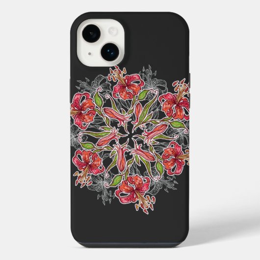 百合の花コラージュ iPhoneケース (裏面)