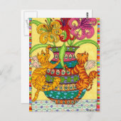 百合の花瓶華美を持つネコの妖精 ポストカード (正面/裏面)