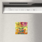 百合の花瓶華美を持つネコの妖精 マグネット (インサイチュ (食洗機))