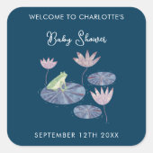 百合池でカエルかわいい赤ちゃんシャワー スクエアシール (正面)