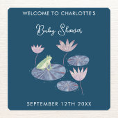 百合池でカエルかわいい赤ちゃんシャワー スクエアシール