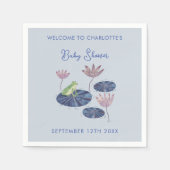 百合池でカエルかわいい赤ちゃんシャワー スタンダードカクテルナプキン (正面)