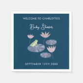 百合池でカエルかわいい赤ちゃんシャワー スタンダードカクテルナプキン (正面)