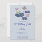 百合池のカエルかわいい子供たち誕生日パーティー 招待状 (正面)