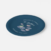 百合池のカエルかわいい最初の誕生日パーティー ペーパープレート (アングル)