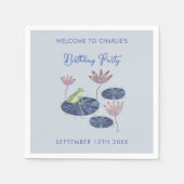 百合池のカエルかわいい誕生日パーティー スタンダードカクテルナプキン (正面)