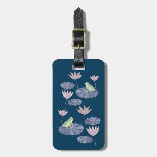 百合池のカエルパーソナライズされた ラゲッジタグ (正面縦)