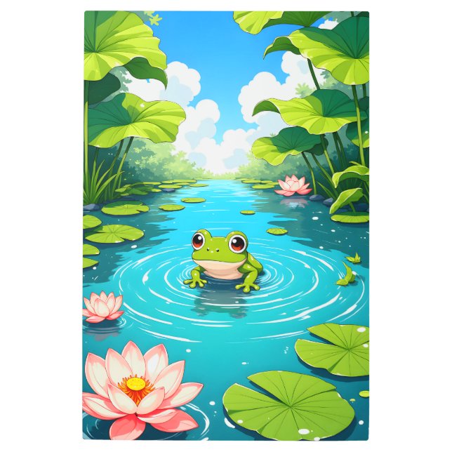 百合池のカエル メタルプリント (正面)