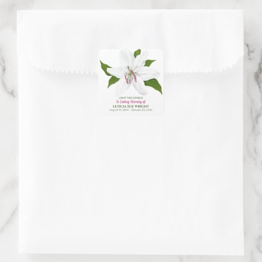 百合花葬祭記念碑 スクエアシール (バッグ)