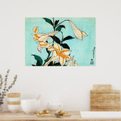 百合、北斎リリー、北斎、浮世絵 ポスター (キッチン)