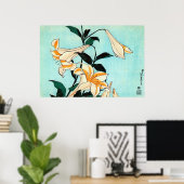 百合、北斎リリー、北斎、浮世絵 ポスター (ホームオフィス)