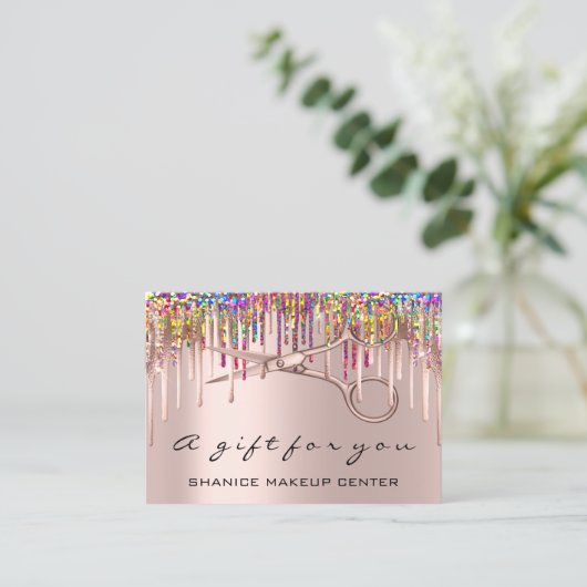 百枚証理美容師自筆証書虹 名刺 (スタンド正面)