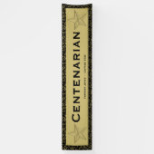 "百歳"の100th誕生日の黒か金ゴールドパターン 横断幕 (縦)