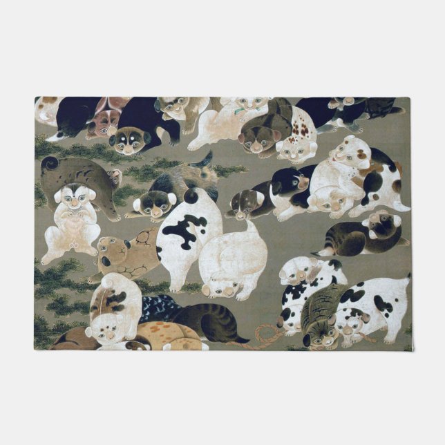 百犬図,伊藤若冲百犬伊藤若中 ドアマット (正面)